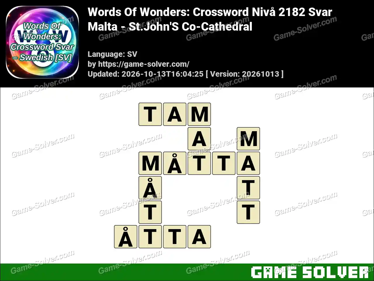 Words Of Wonders: Crossword Nivå 2182 Svar – Malta – St.John’S Co-Cathedral